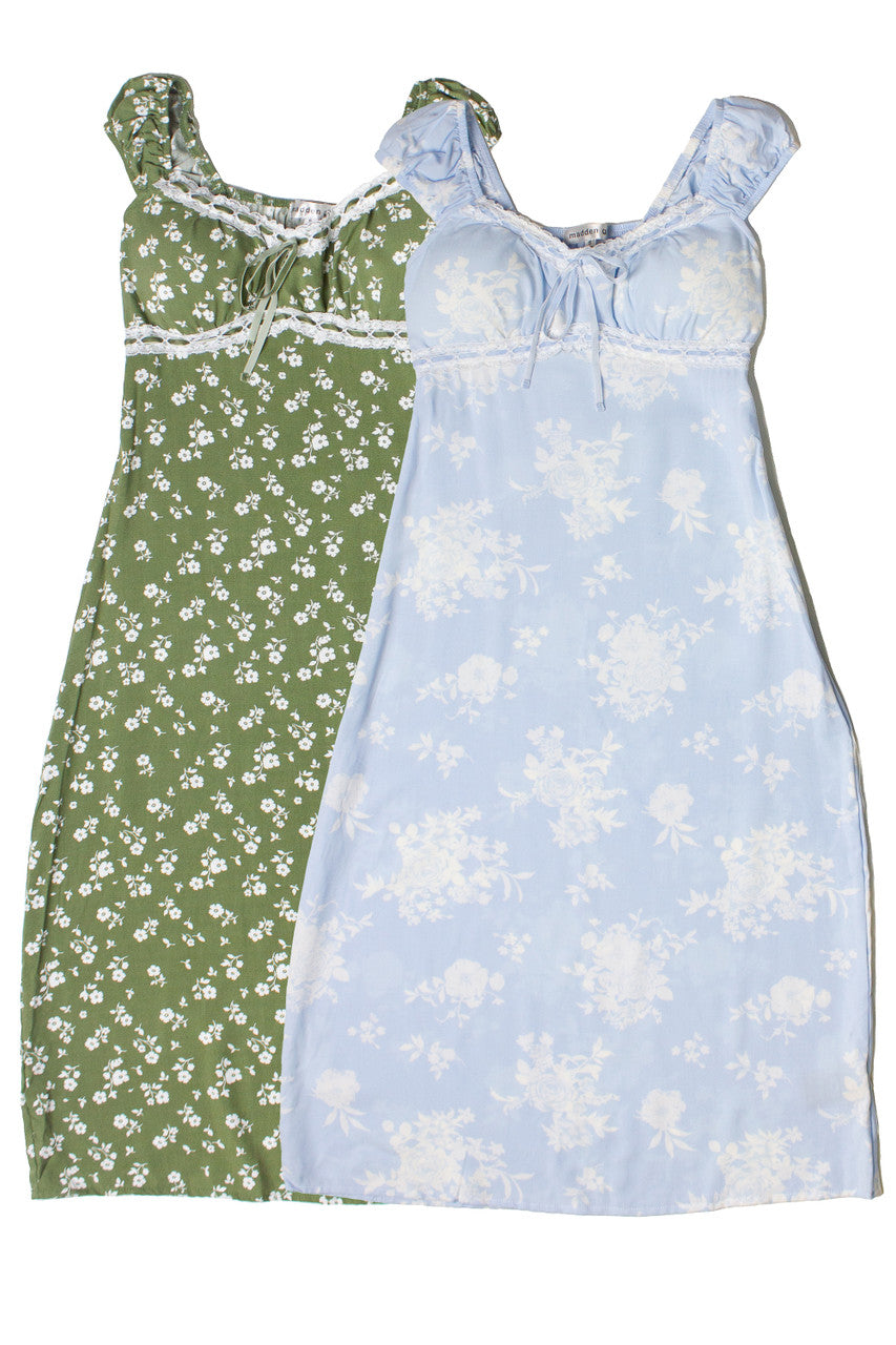 Puff Sleeve Lace Trim Floral Maxi Dress