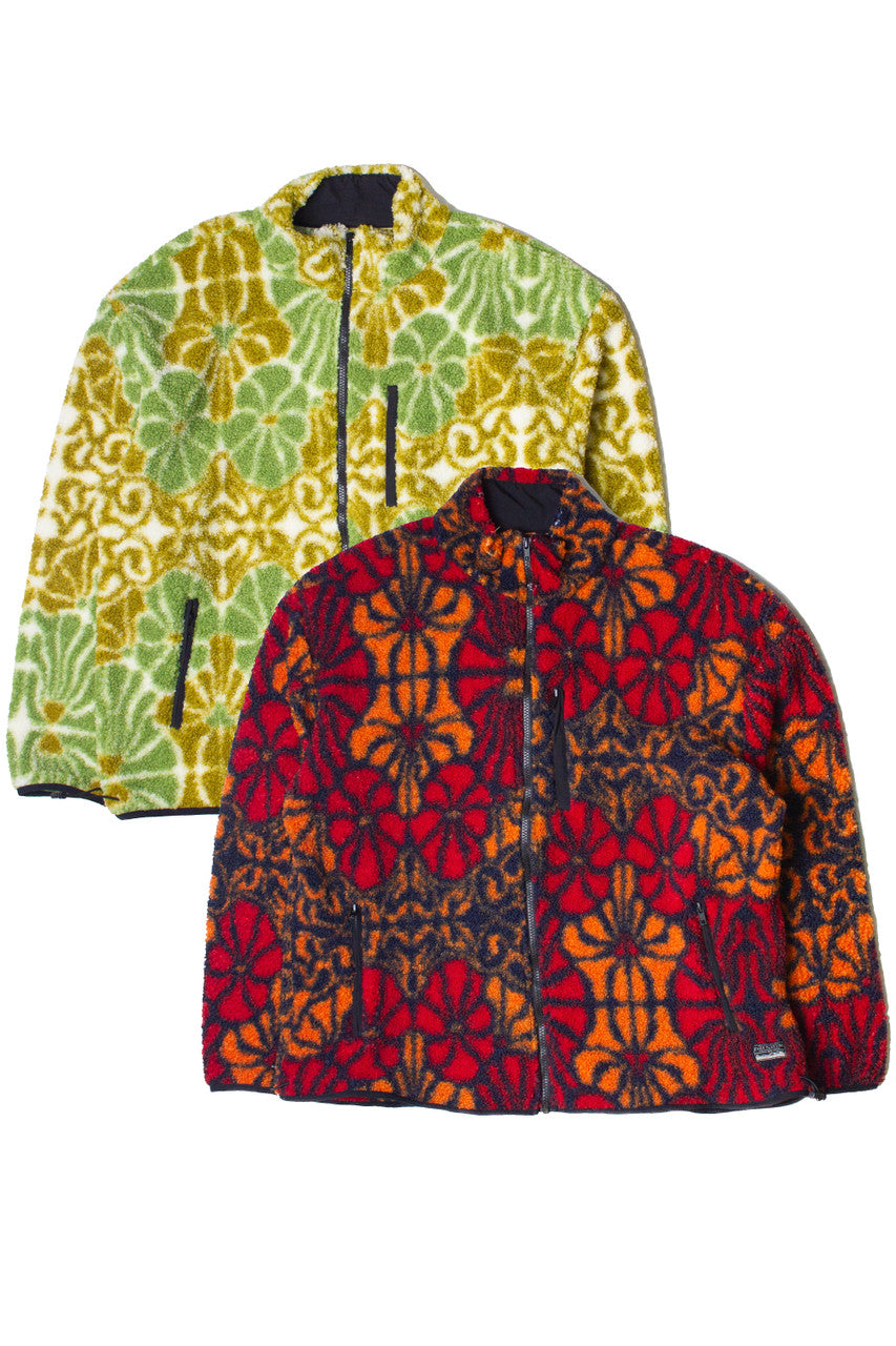 Floral Faux Sherpa Zip Up Jacket