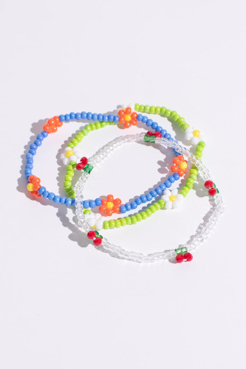 Cherry & Flower Beaded Bracelets
