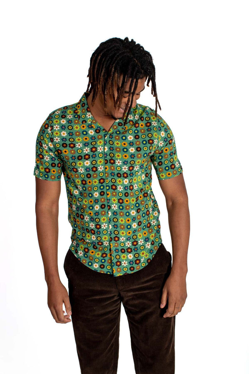 Flower Power Rayon Button Up Shirt