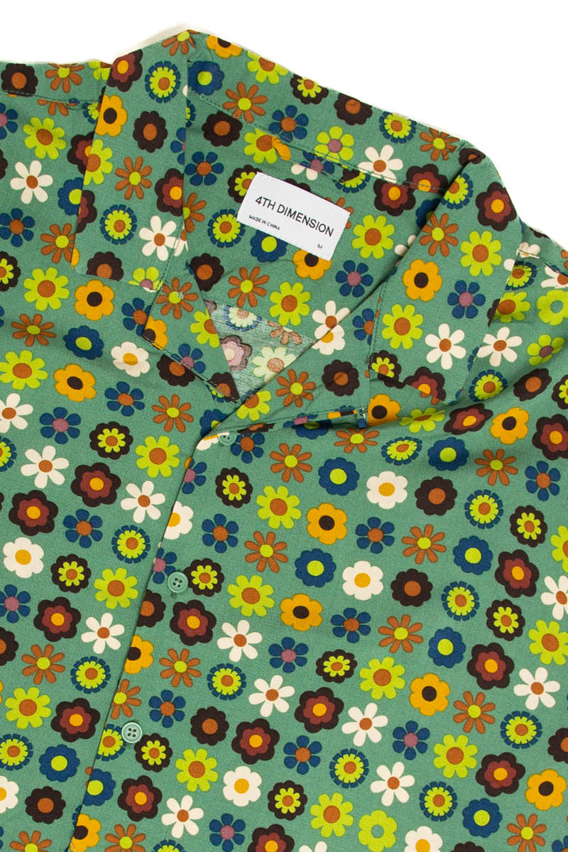 Flower Power Rayon Button Up Shirt