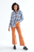White & Blue Oversized Boyfriend Flannel