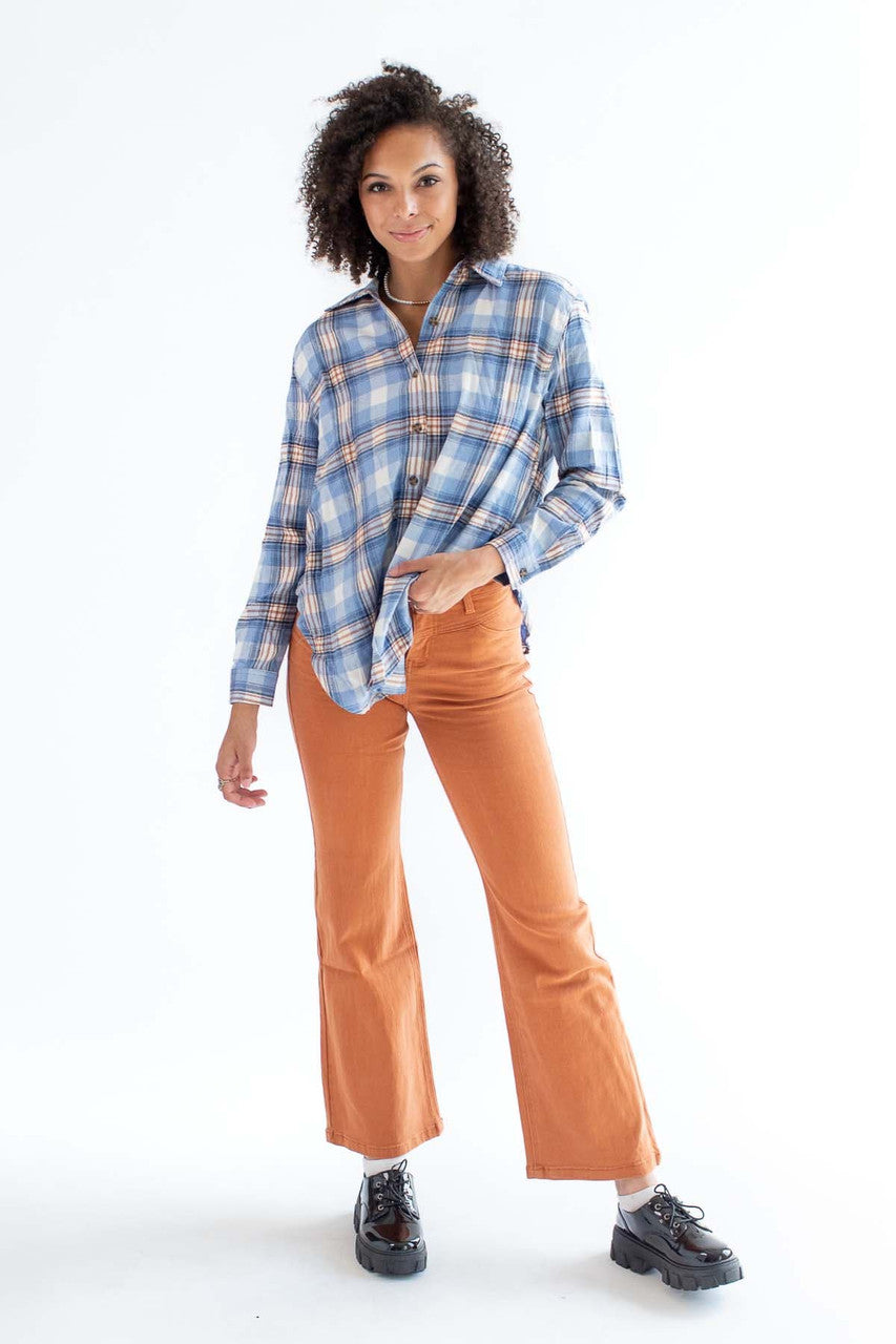 White & Blue Oversized Boyfriend Flannel