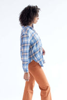 White & Blue Oversized Boyfriend Flannel