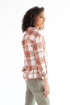 White & Cappuccino Oversized Plaid Shacket