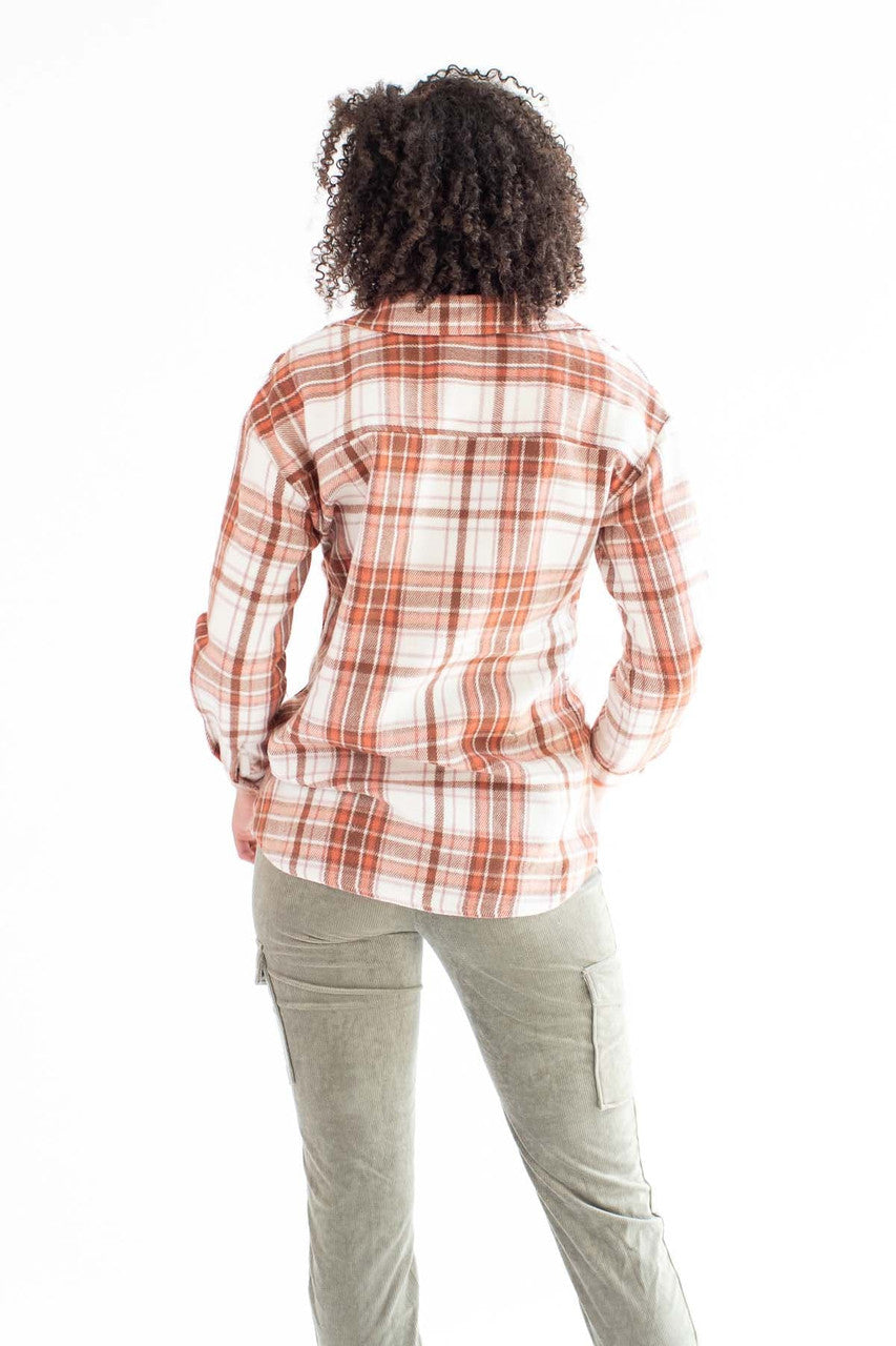 White & Cappuccino Oversized Plaid Shacket