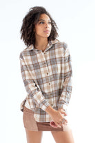 Gardenia & Sand Oversized Boyfriend Flannel