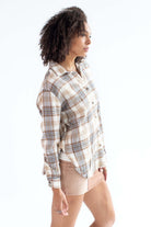 Gardenia & Sand Oversized Boyfriend Flannel