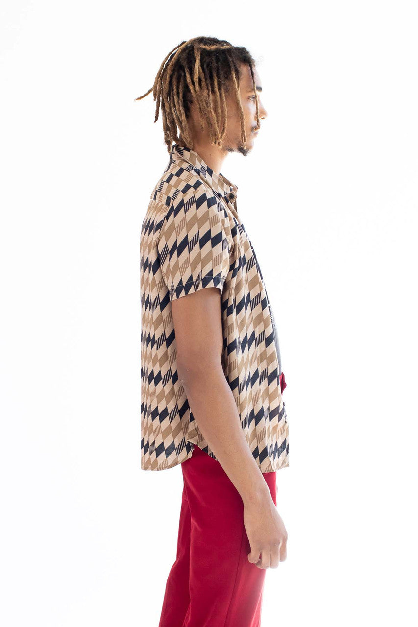 Geometric Herringbone Button Up Shirt
