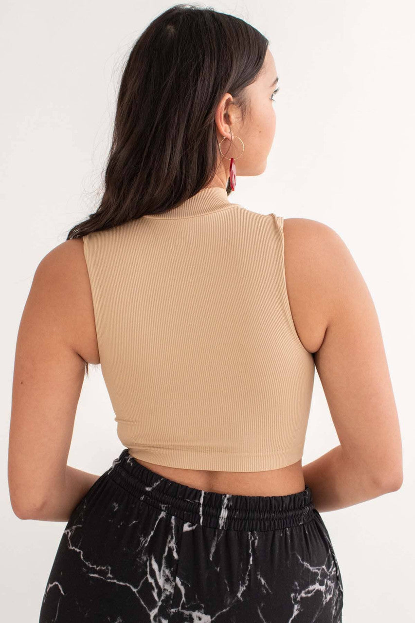 Ginger Seamless Mock Neck Crop Tank