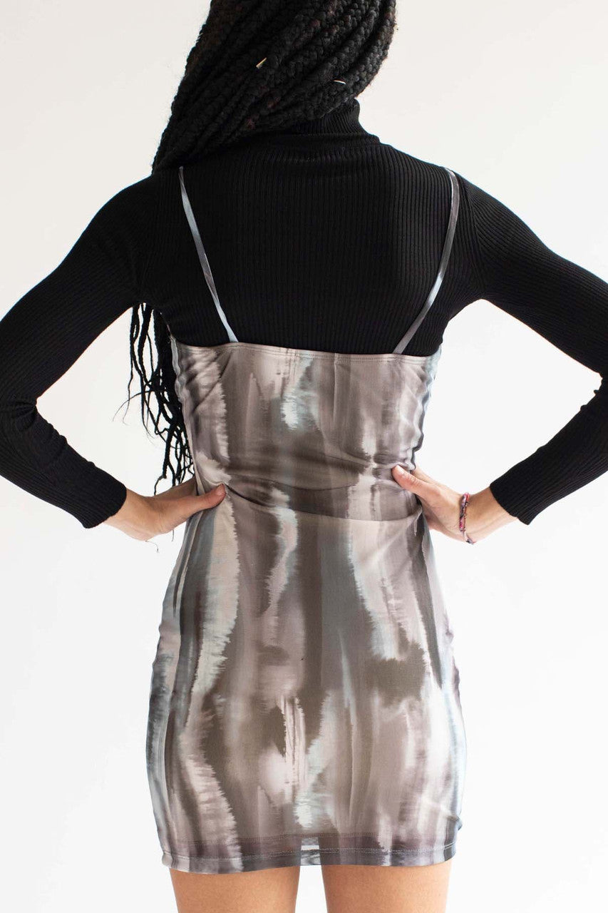 Glacier Dye Mesh Milkmaid Dress