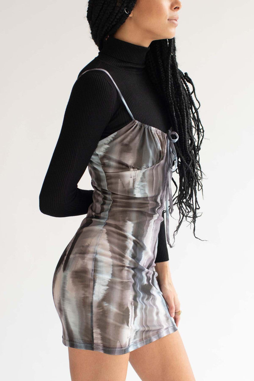Glacier Dye Mesh Milkmaid Dress