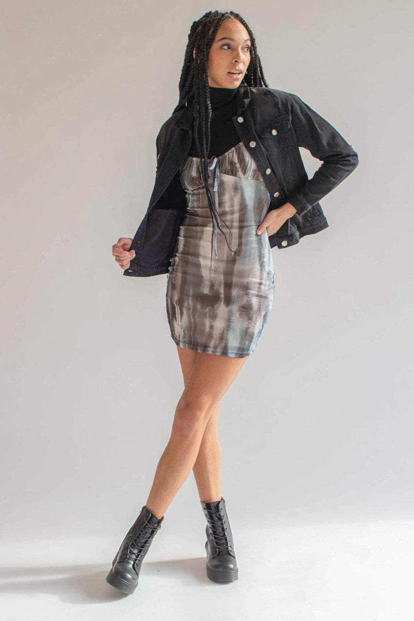 Glacier Dye Mesh Milkmaid Dress