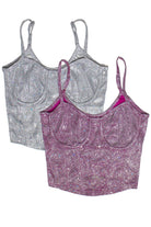 Holographic Glitter Bustier Tops