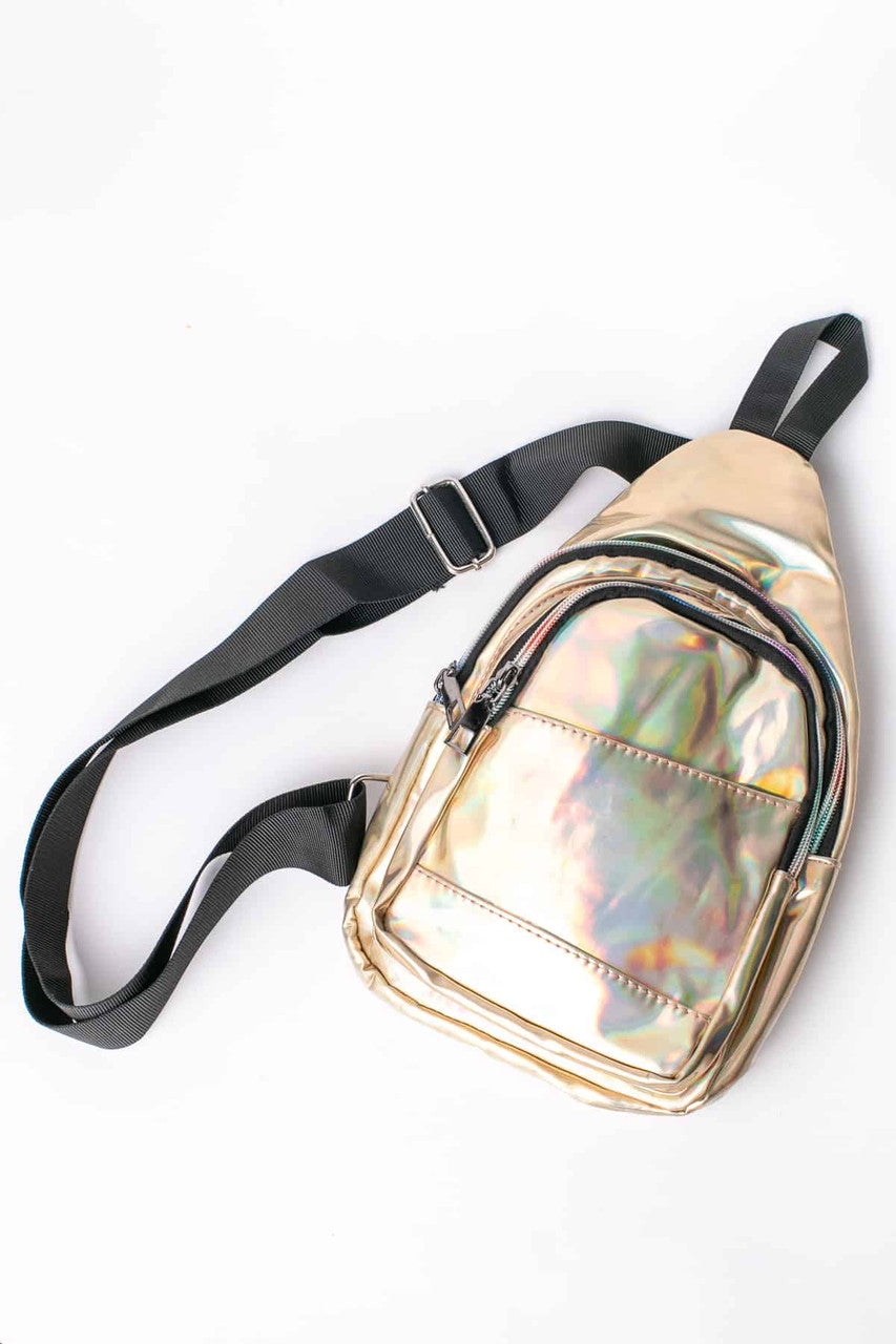 Gold Holographic Sling Bag