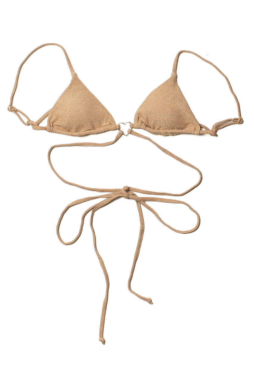 Gold Shimmer Heart Bikini Top