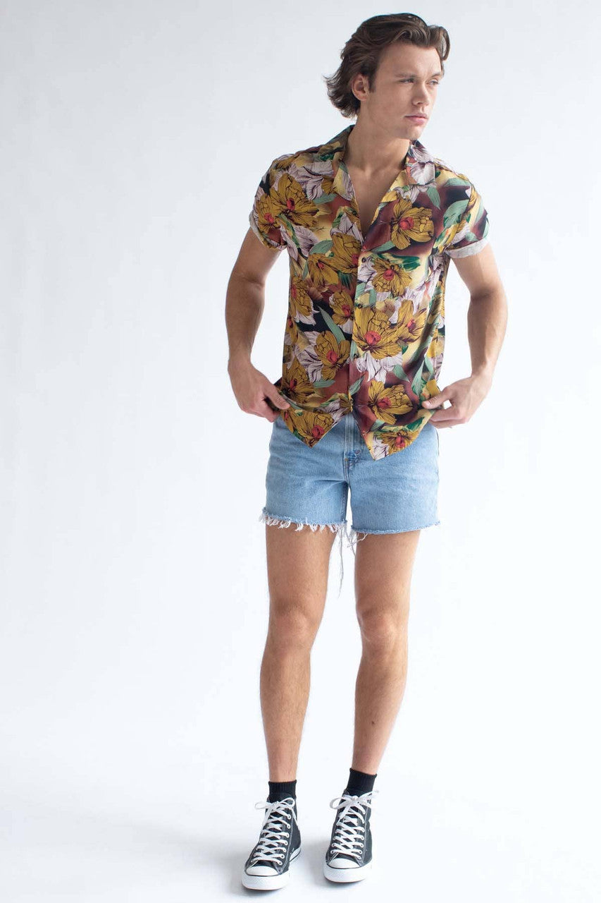 Golden Flora Hawaiian Camp Shirt