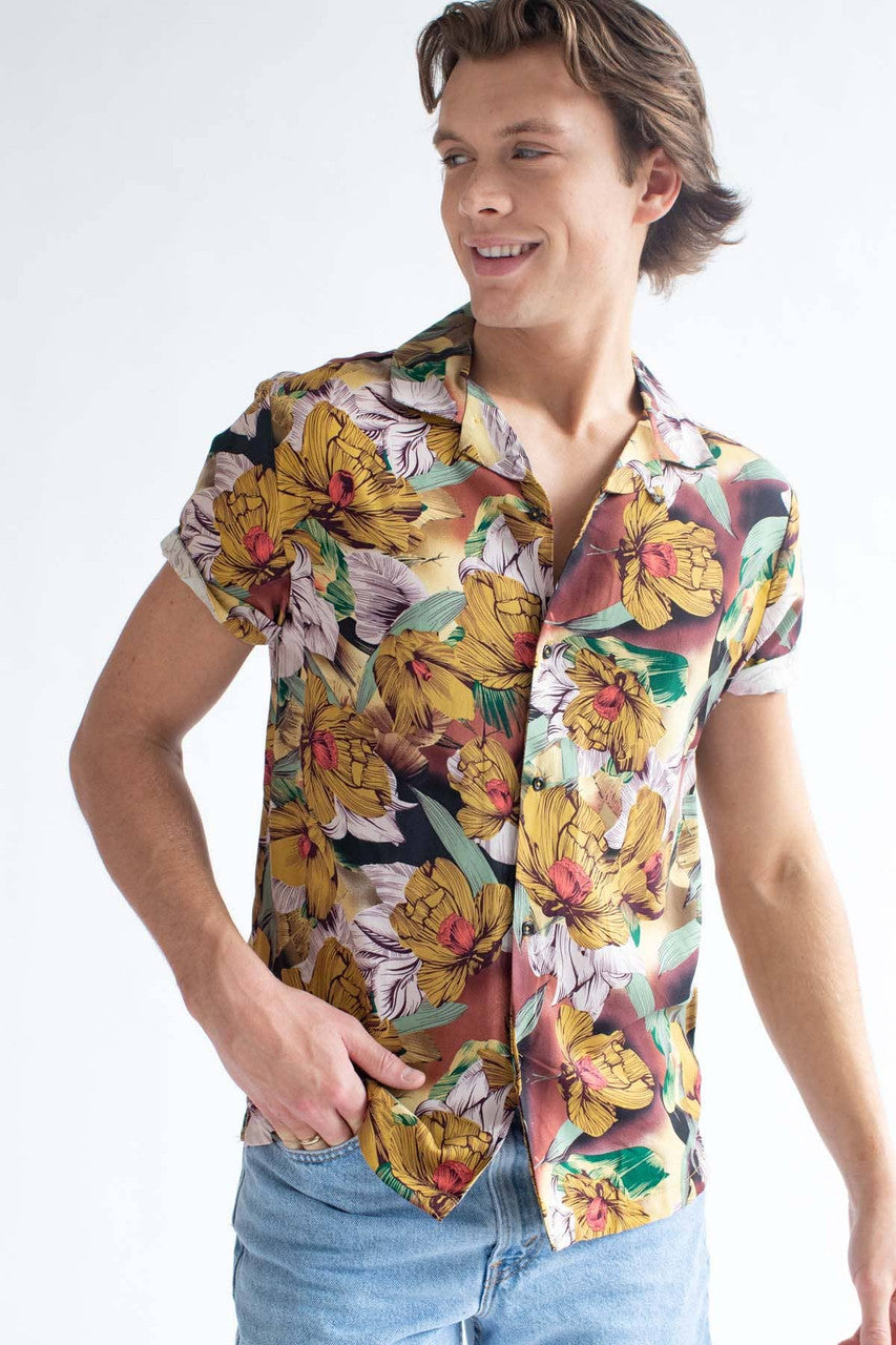 Golden Flora Hawaiian Camp Shirt