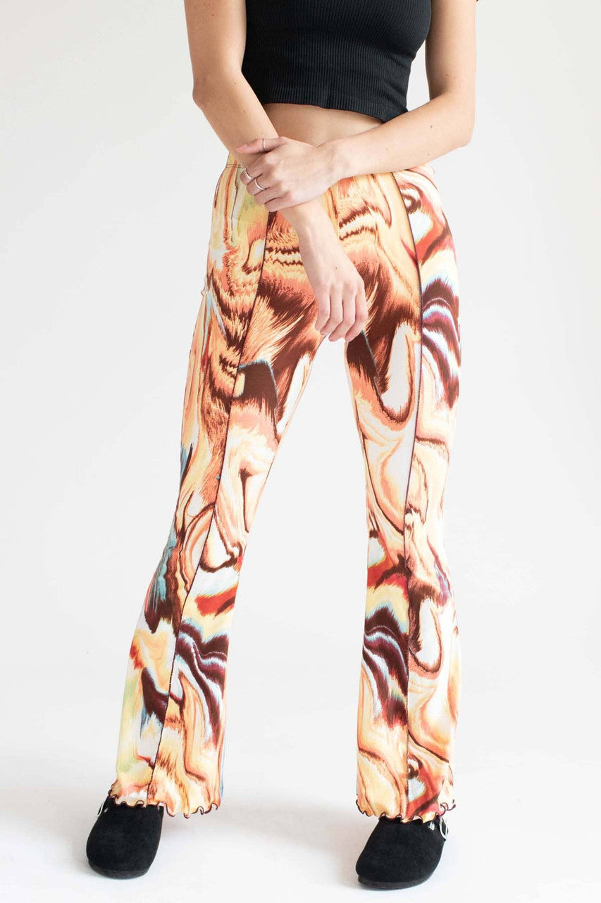 Golden Marble Seamed Bell Bottoms