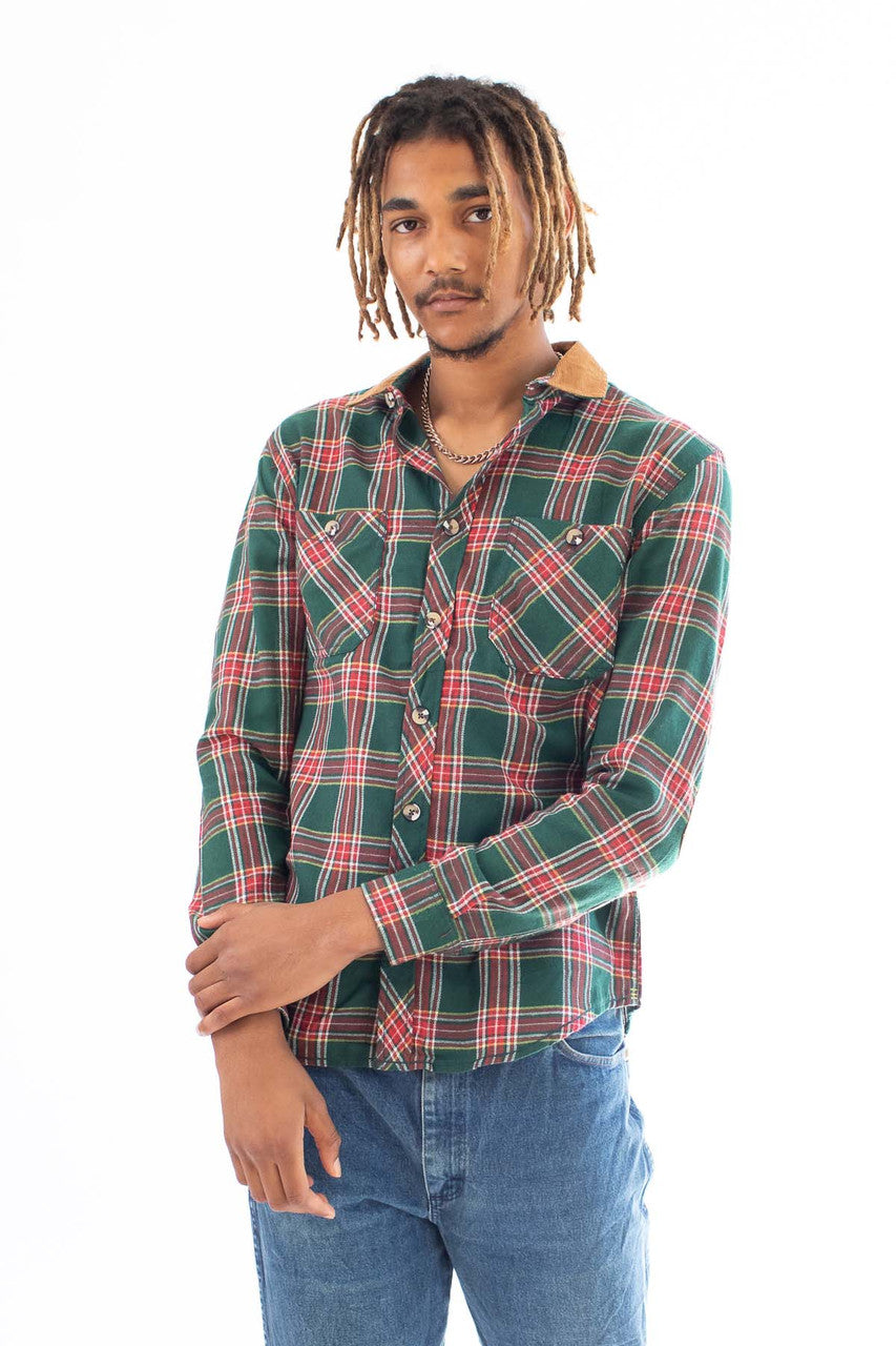 Green Corduroy Patch Flannel