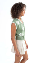 Green Daisy Sweater Vest