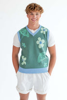Green Floral Sweater Vest