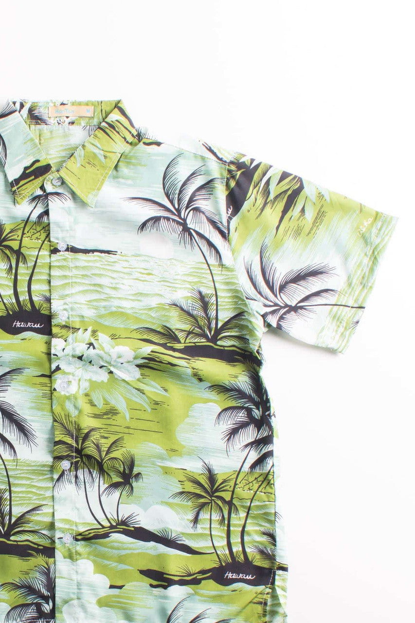 Green Rolling Waves Hawaiian Shirt