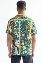 Green Leopard Floral Striped Hawaiian Shirt