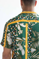 Green Leopard Floral Striped Hawaiian Shirt