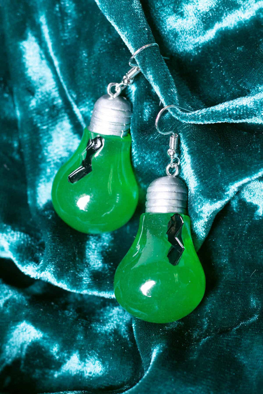 Green Light Bulb Earrings