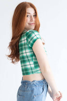 Green Plaid Cropped Tee