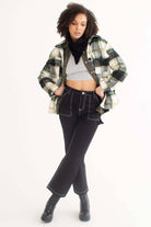 Green Plaid Lined Shacket