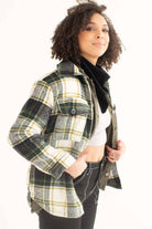 Green Plaid Lined Shacket