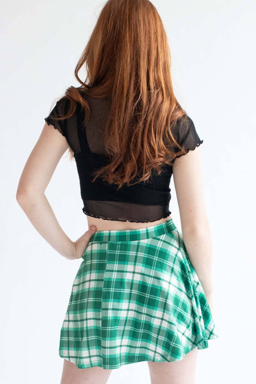 Green Plaid Skater Skirt