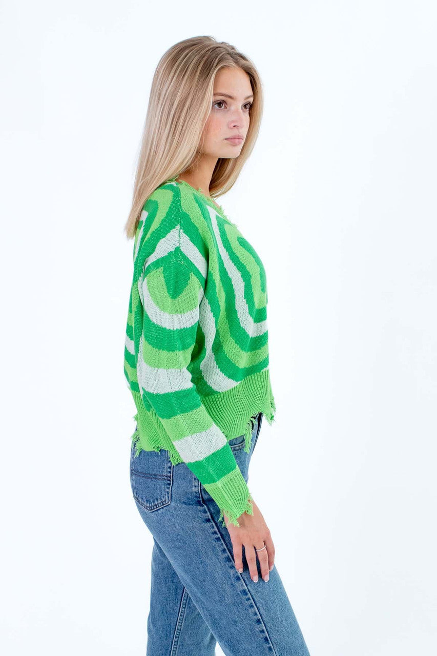 Green Psychedelic Flower Sweater