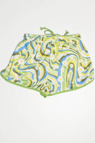 Green Retro Daisy Wave Dolphin Shorts