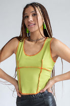 Lime Green Seamed Crop Tank