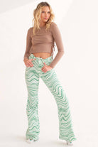 Green Swirl High Waisted Flares