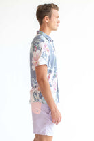 Grey Antique Floral Button Up Shirt