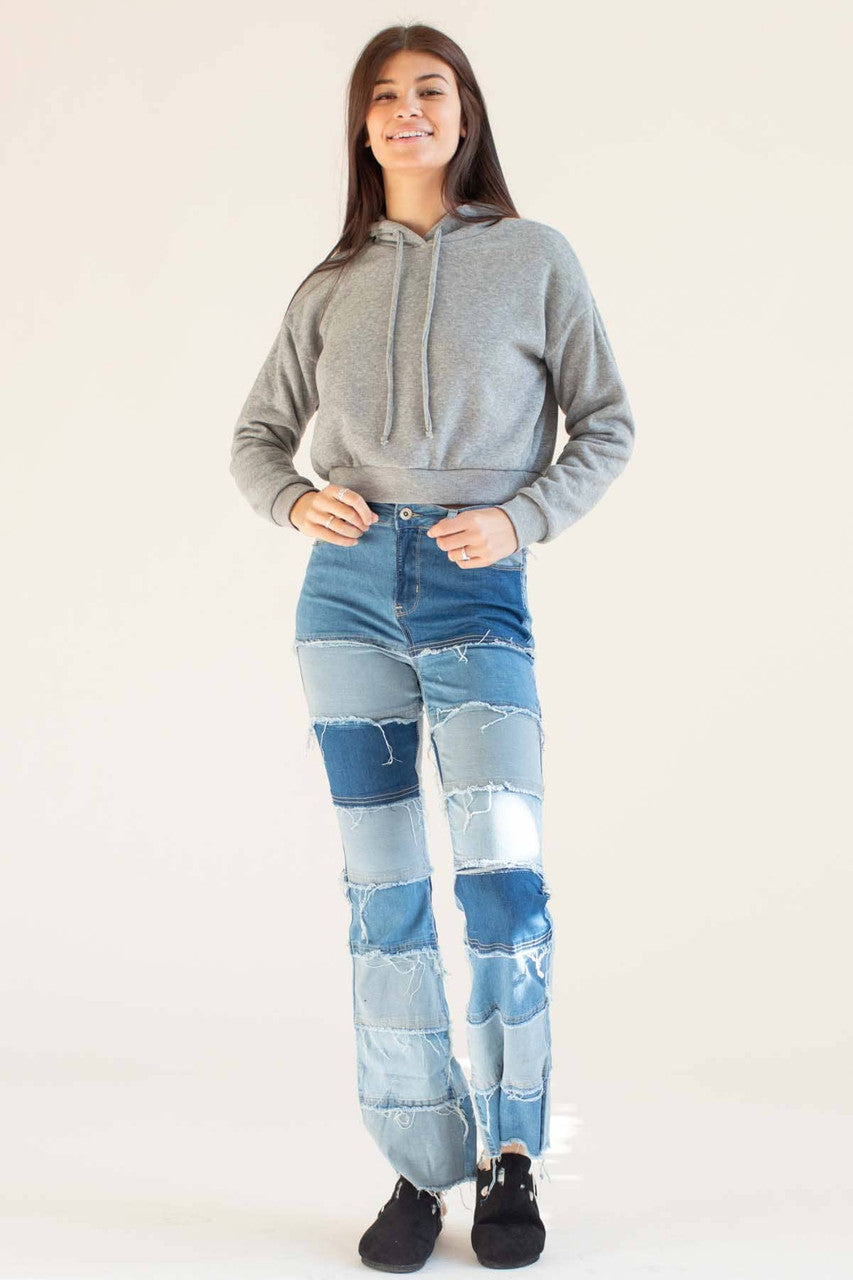 Grey Cropped Hoodie
