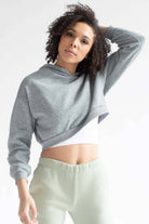 Heather Grey Fleece Cropped Hoodie