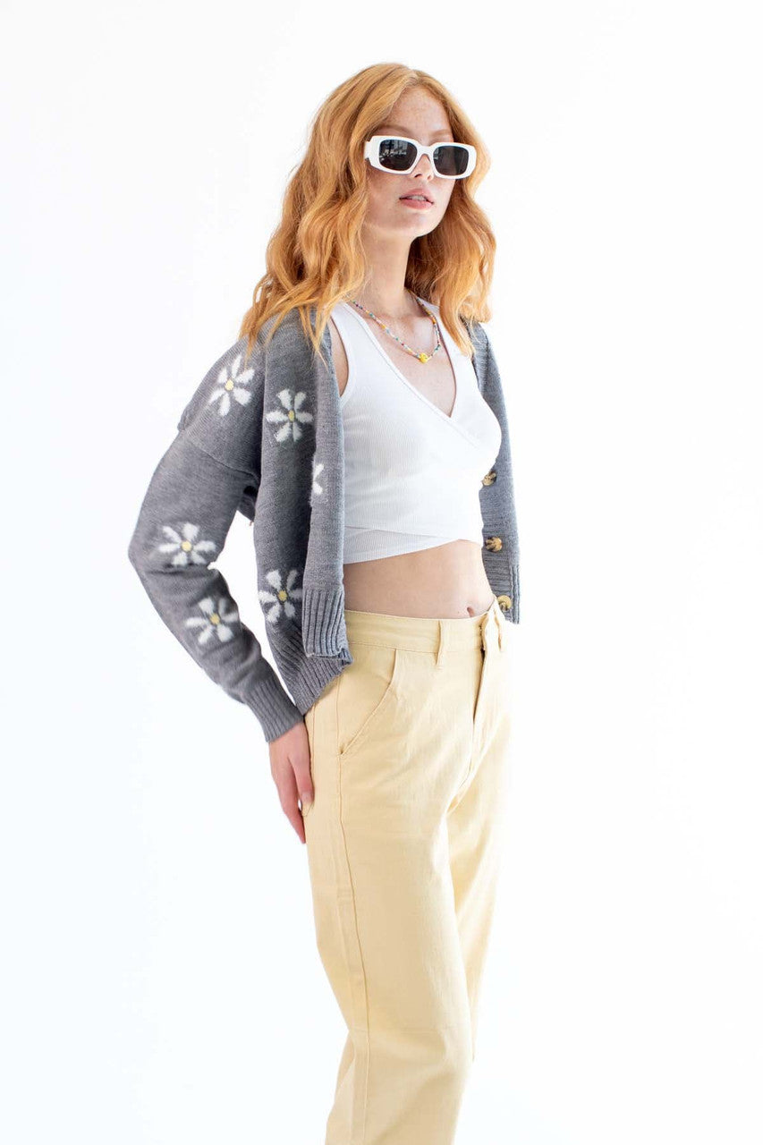 Grey Daisy Cardigan