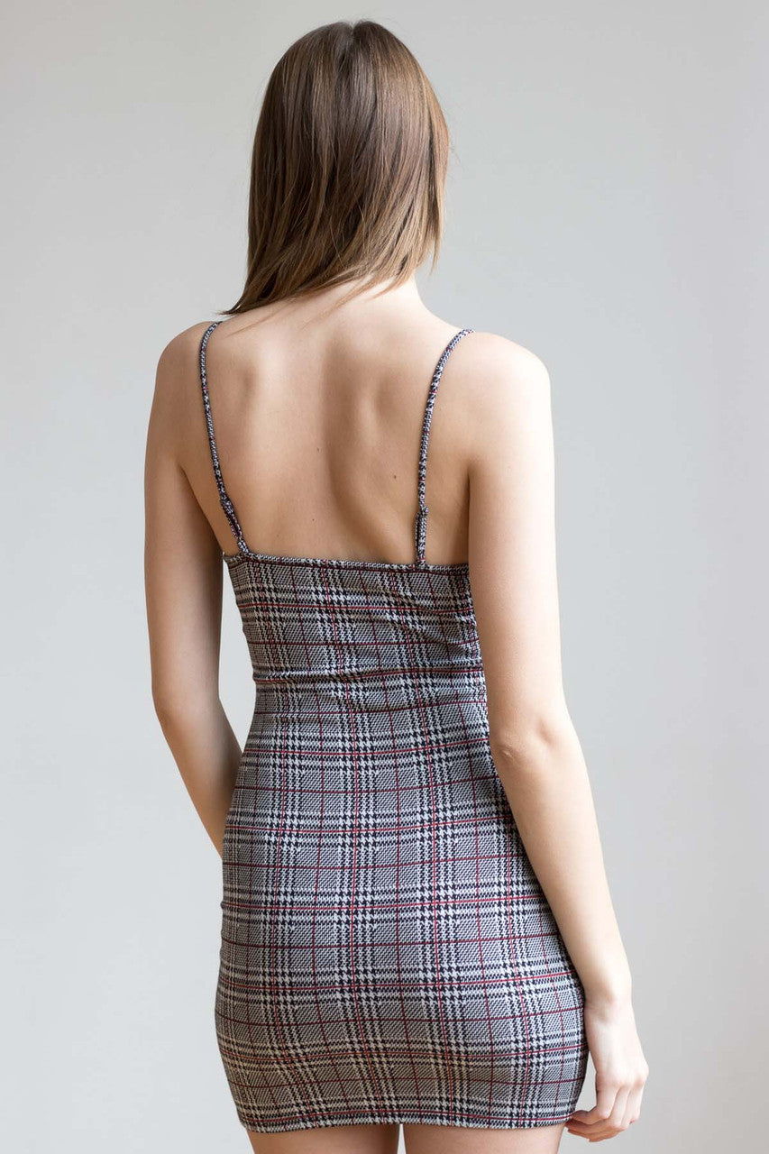 Grey Plaid Cami Dress