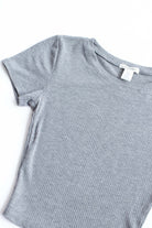 Grey Soft Ribbed Crop Tee