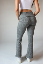 Fold Over Fleece Lined Flare Leggings Heather Gray