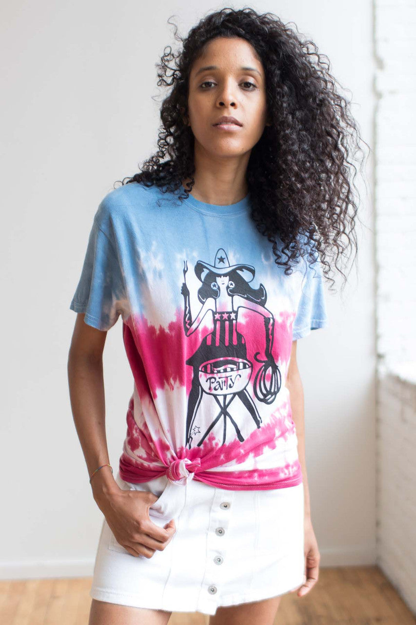 USA Grill Cowgirl Tie Dye Tee
