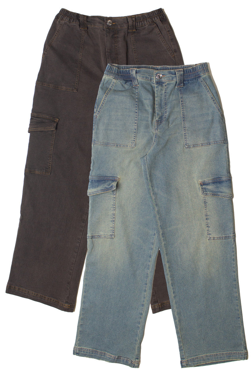 Grunge Wash Cargo Skater Jeans