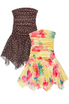 Tube Top Hanky Hem Mini Dresses