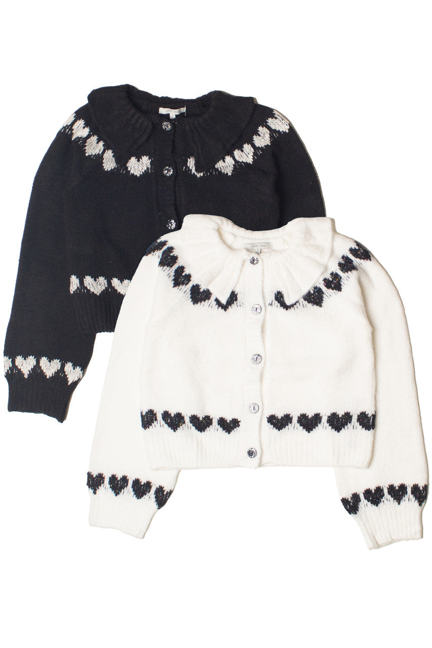 Ruffle Collar Heart Cardigan