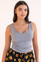 Heather Grey Notched Neck Seamless Tank (Extended Sizes)
